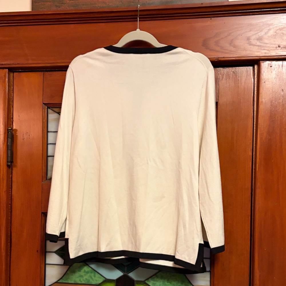 Pendleton Silk Blend Ivory Button Down With Black… - image 5